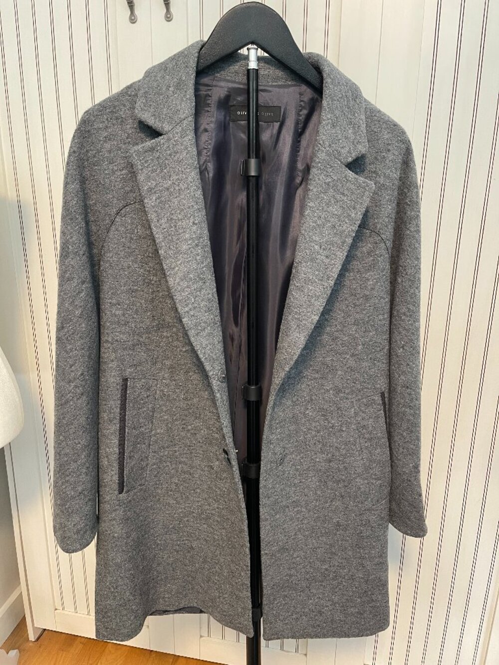 OLIVE DES OLIVE Gray Wool Blend Coat Women's Korean Minimalist Winter Coat Size